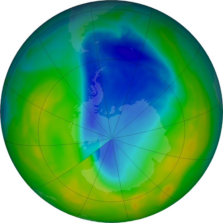 Antarctic ozone map for 10 November 2016